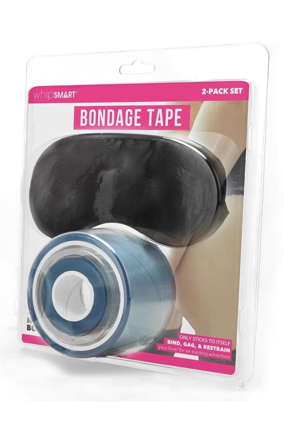 Набор БДСМ WhipSmart Bondage Tape лента для бондажа прозрачная с черной маской для глаз