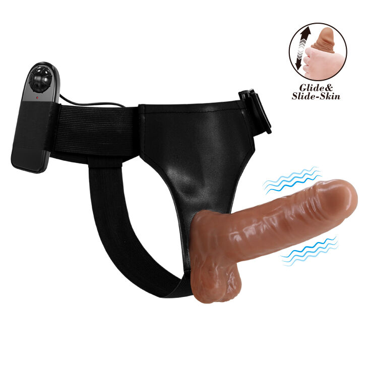 Стильный женский страпон Ultra Vibrating Realdeal Penis Strap On 6.2"