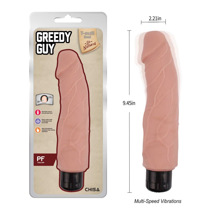 Рельєфний вібратор реалістичної форми - T-skin ReaL Greedy Guy Flesh