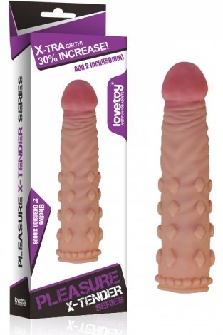 Подовжуюча насадка на член тілесного кольору Pleasure X-Tender Penis Sleeve Add 2" Flesh