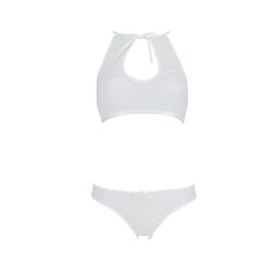 Комплект із бра, трусиків з ажурним декором та відкритим кроком Passion URSULA SET S/M, white