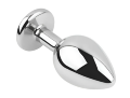 Анальная пробка с кристаллом EGZO - Silver Round Plug Clear size S