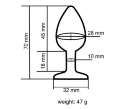 Анальная пробка с кристаллом EGZO - Silver Round Plug Clear size S