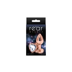Анальная пробка NS Novelties Rear Assets - Rose Gold Heart - Small - Clear