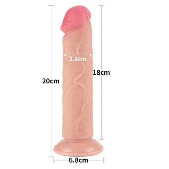 Пружний високоякісний фалоімітатор без мошонки - Sliding-Skin Dual Layer Dong 8" Flesh