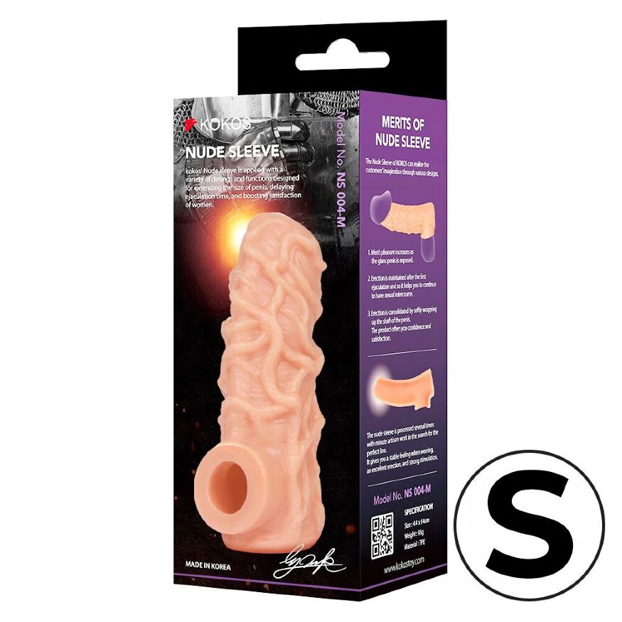 Насадка на член відкрита з великими вінками Kokos Nude Sleeve NS 004 S