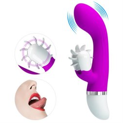 Вибратор-кролик с язычками для клитора Pretty Love Sheila Rolling Vibrator Purple