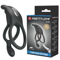 Ерекційне віброкільце подвійне PRETTY LOVE 7 режимів, чорне
