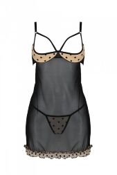 Эротический пеньюар Passion MARINA CHEMISE, L/XL, beige