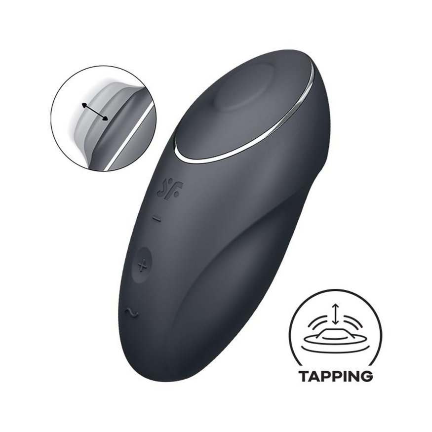 Елегантний кліторальний вібратор з пульсацією- Satisfyer Tap &amp; Climax 1 Grey