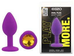 Силіконова анальна пробка EGZO - Silicone Purple Round Plug Yellow, size S