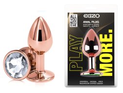 Анальна пробка з кристалом EGZO - Rose Gold Round Plug Clear size S