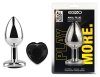 Анальная пробка с кристаллом EGZO - Silver Heart Plug Black size M