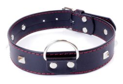 Нашийник із штучної шкіри з металевими заклепками Fetish Boss Series - Collar with studs Red Line, BS3300113