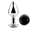Анальная пробка с кристаллом EGZO - Silver Round Plug Black size S