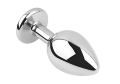 Анальная пробка с кристаллом EGZO - Silver Round Plug Black size S