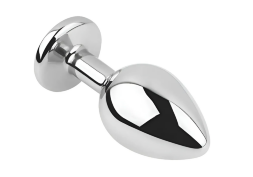 Анальная пробка с кристаллом EGZO - Silver Round Plug Black size S