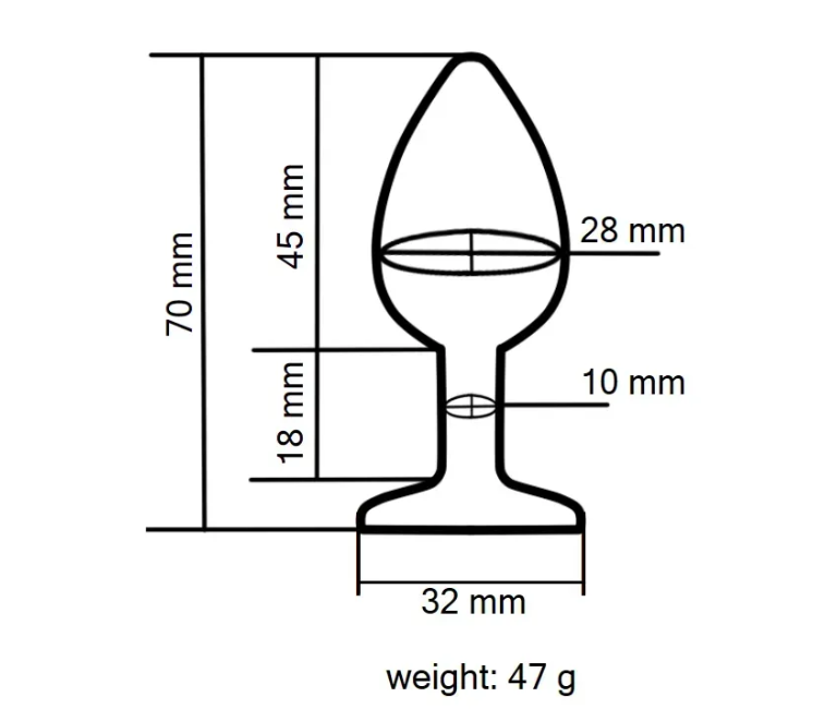 Анальная пробка с кристаллом EGZO - Silver Round Plug Black size S