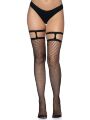 Чулки в сеточку с подвязками черные Leg Avenue Thigh highs with garter top O/S