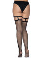 Чулки в сеточку с подвязками черные Leg Avenue Thigh highs with garter top O/S