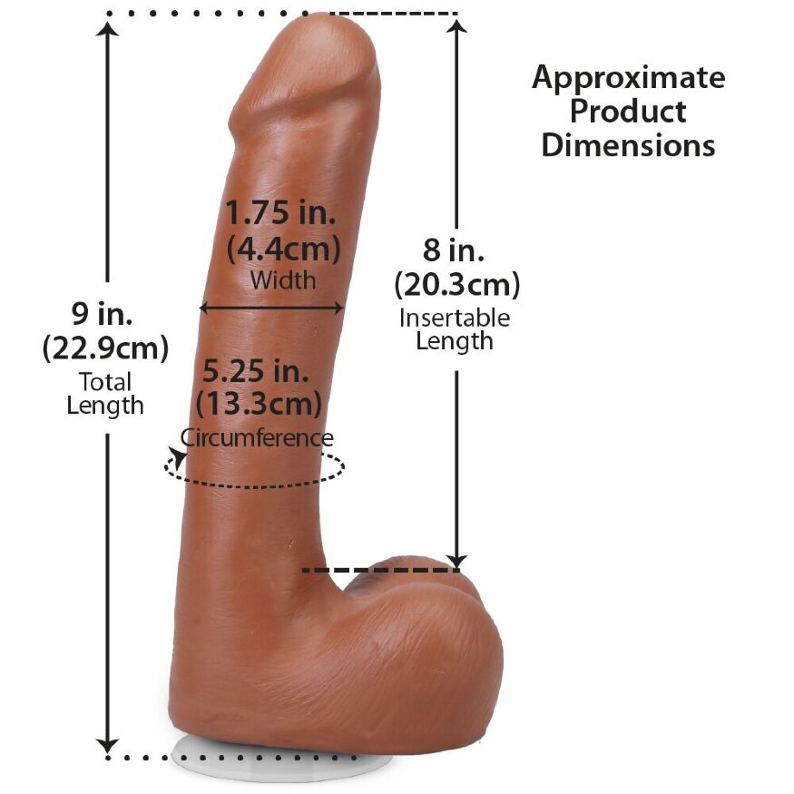 Фалоімітатор із кібершкіри Doc Johnson The Realistic Cock ULTRASKYN - 9 Inch with Balls Caramel