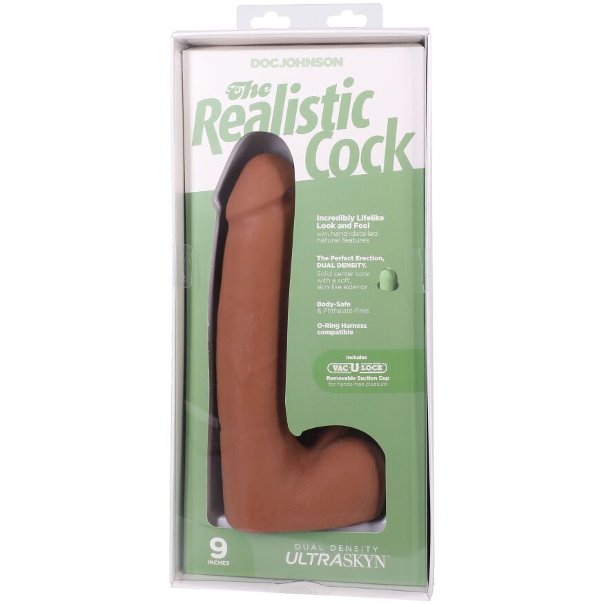Фалоімітатор із кібершкіри Doc Johnson The Realistic Cock ULTRASKYN - 9 Inch with Balls Caramel