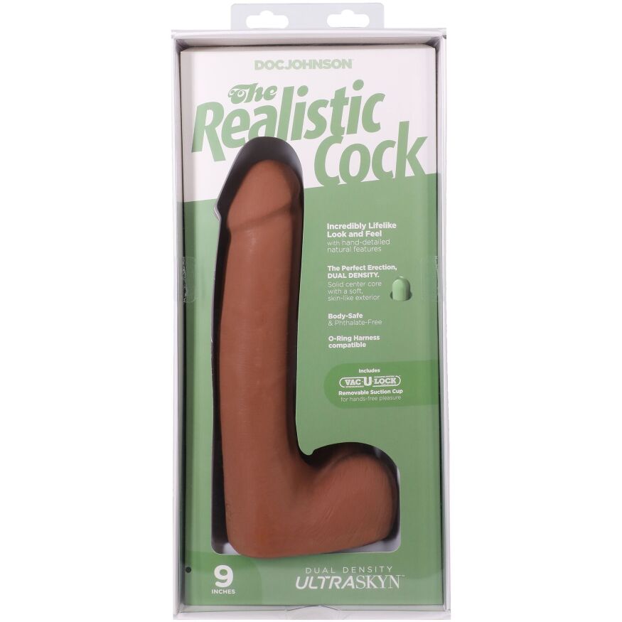 Фалоімітатор із кібершкіри Doc Johnson The Realistic Cock ULTRASKYN - 9 Inch with Balls Caramel