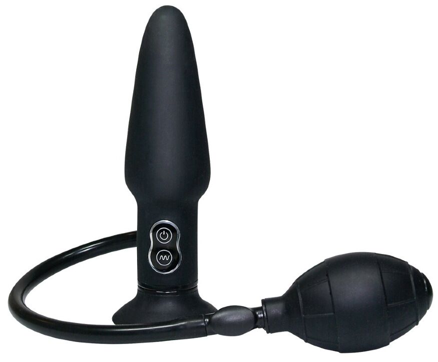 Анальный вибромассажер с эффектом увеличения True Black Vibrating Anal Plug