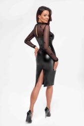 Сукня Noir Handmade F310 Sublime, L, black, міді, мокрий ефект, верх  -  сітка, довгий рукав