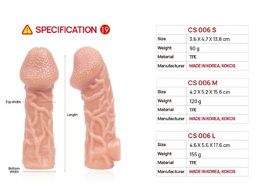 Насадка на член Kokos Cock Sleeve CS 006 M