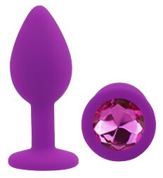 Силіконова анальна пробка EGZO - Silicone Purple Round Plug Rose, size S