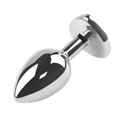 Анальна пробка з кристалом EGZO - Silver Heart Plug Aqua size M