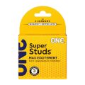 Презервативи ONE Super Studs, 3 шт, з точковим рельєфом, зі змазкою, паковання  -  картонна коробка