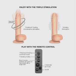 Фалоімітатор з вібрацією та ротацією Strap-On-Me Rotating & Vibrating Realistic Dildo - L - Vanilla