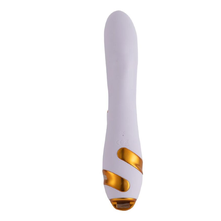 Вибратор-кролик с флоггером LOCKINK SEVANDA Whip Vibrating Massage Wand - White &amp; Golden