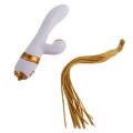 Вибратор-кролик с флоггером LOCKINK SEVANDA Whip Vibrating Massage Wand - White &amp; Golden