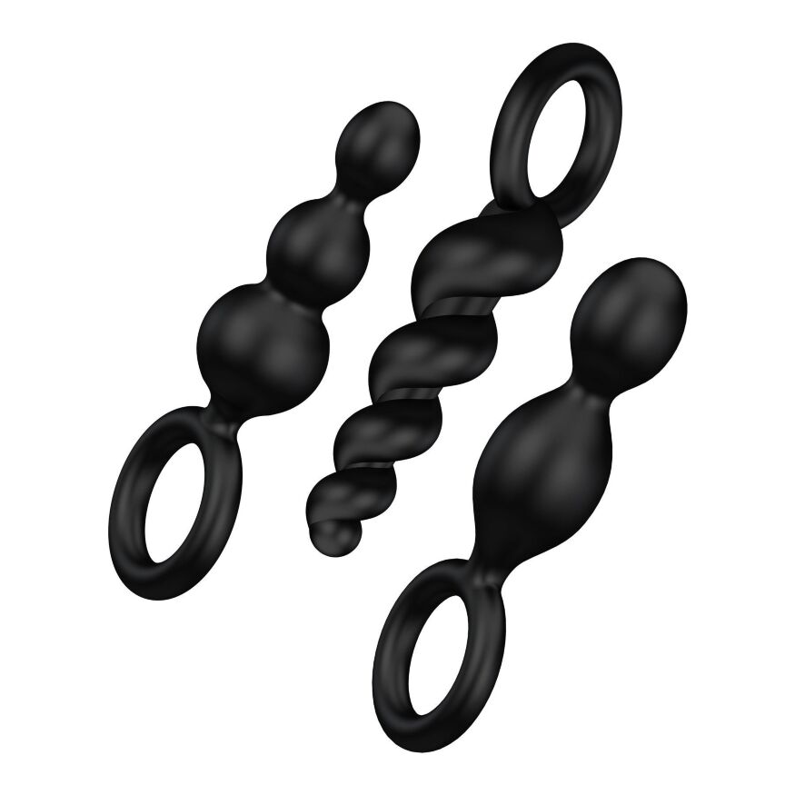 Набор анальных игрушек Satisfyer Plugs black (set of 3) - Booty Call, макс. диаметр 3 см  (мятая упаковка!!!)