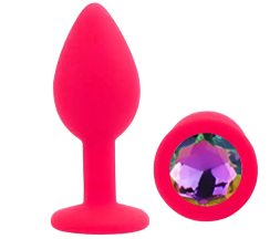 Силиконовая анальная пробка EGZO - Silicone Pink Round Plug Rainbow, size S