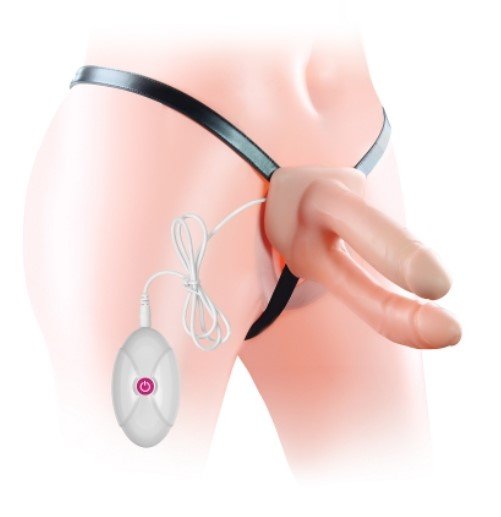Фалопротез для подвійного проникнення - LoveToy Vibrating Unisex Hollow Double Penetration 6"