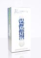 Фаллоимитатор стеклянный с рельефом Diamond Dazzler прозрачный с голубым, 18 см х 3.5 см
