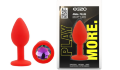 Силиконовая анальная пробка EGZO - Silicone Red Round Plug Rainbow, size S