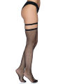Чулки в сеточку с подвязками черные Leg Avenue Thigh highs with garter top O/S