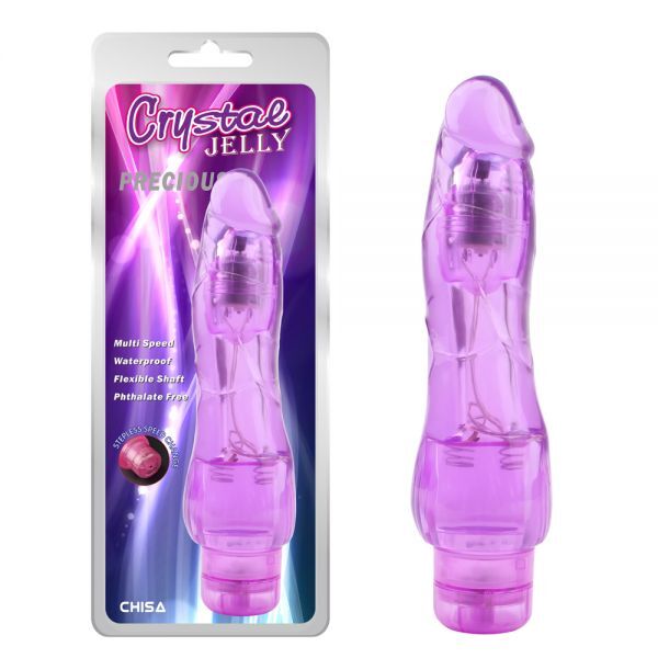 Вібромасажер реалістичний Chisa Jelly Crystal Precious на батарейках, фіолетовий