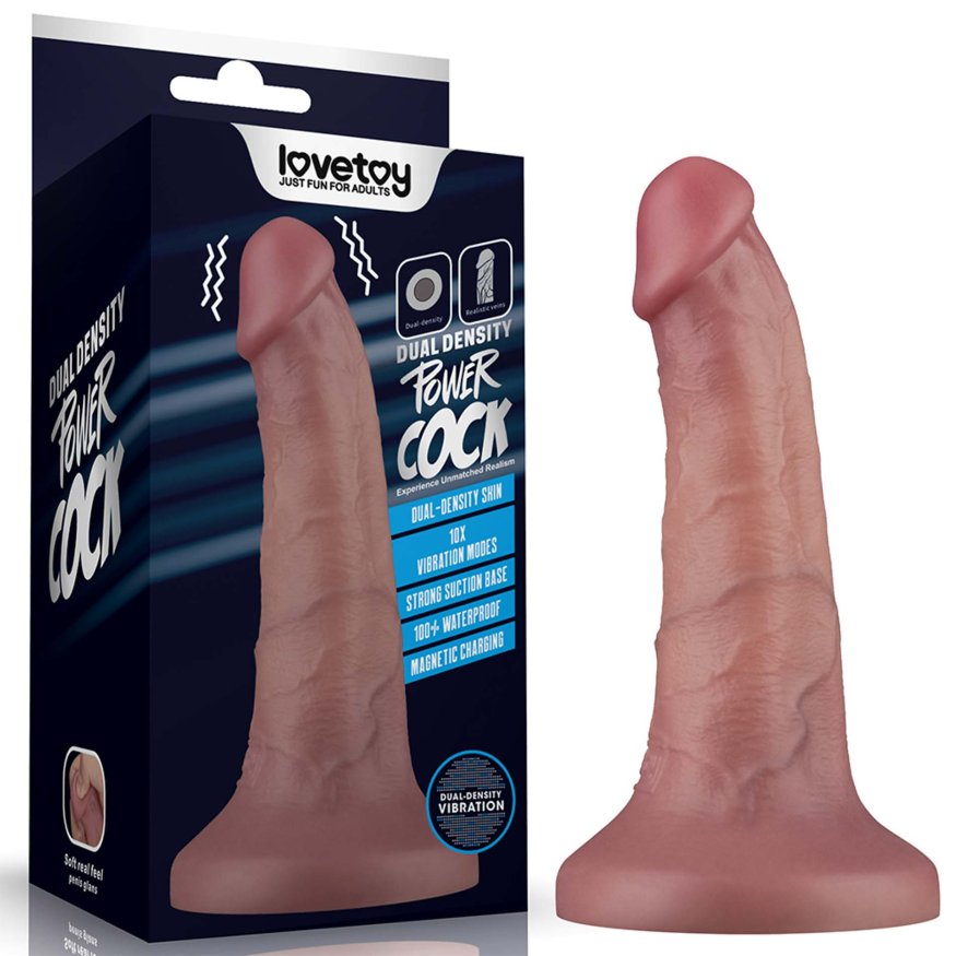 Реалистичный вибратор без мошонки - Vibrating Dual Density Power Cock 6''