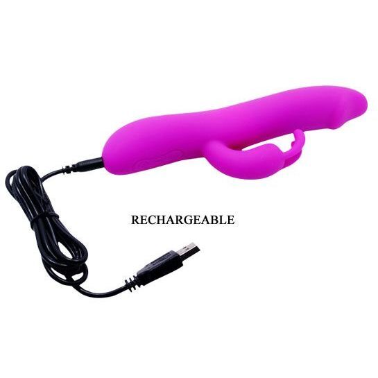 Силиконовый вибратор с клиторным стимулятором в виде кролика с ушами Natural Motion Vibrator Purple