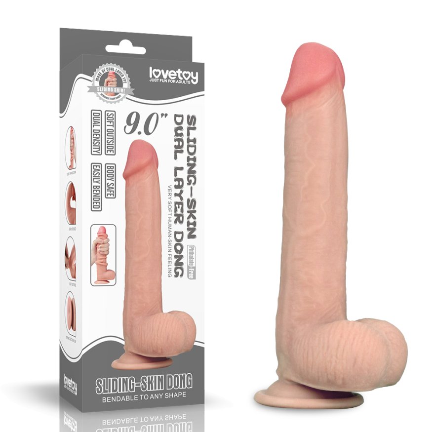 Фалоімітатор реалістичний- Sliding-Skin Dual Layer Dong 9" Flesh