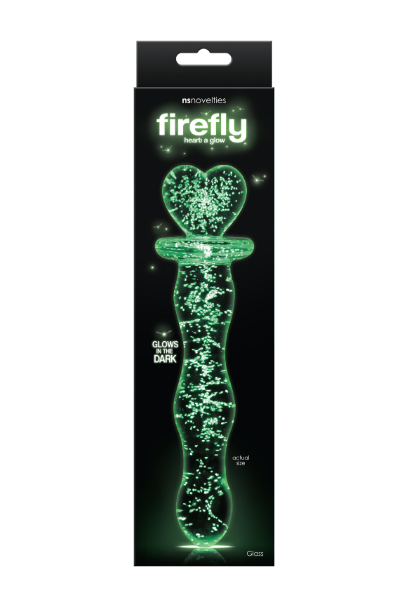 Фаллоимитатор стеклянный светящийся NS Novelties FIREFLY GLASS HEART A GLOW CLEAR