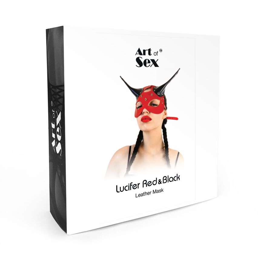 Кожаная маска Art of Sex - Lucifer Red&amp;Black