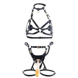 Збруя зі страпоном LOCKINK SEVANDA Queen Sheba Set with Golden Dildo