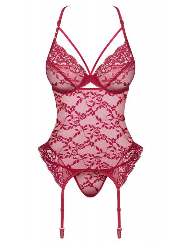 Комплект Obsessive Ivetta корсет и стринги S/M